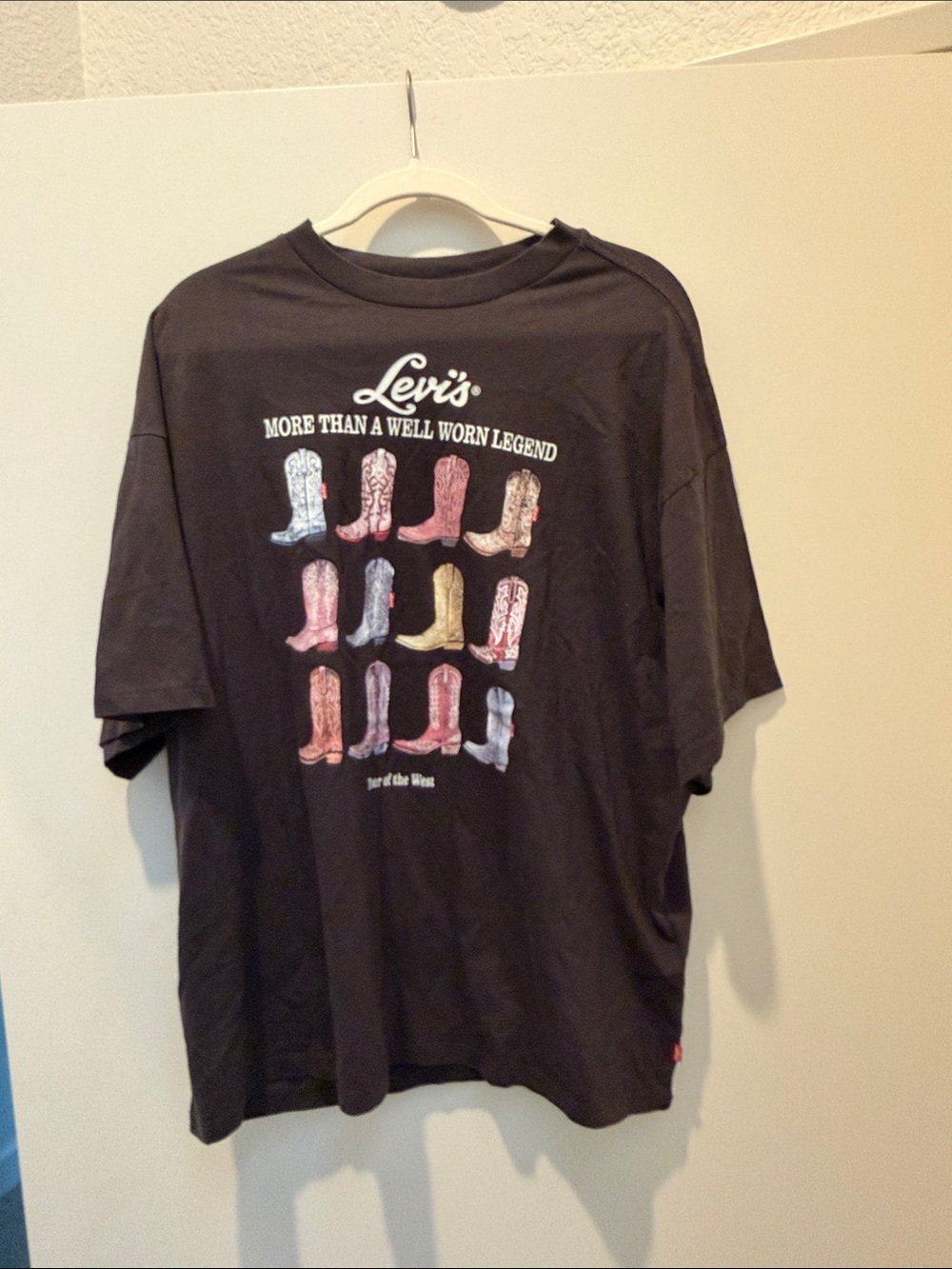 Levi's Black Tee with Multicolor Cowboy Boot Grid